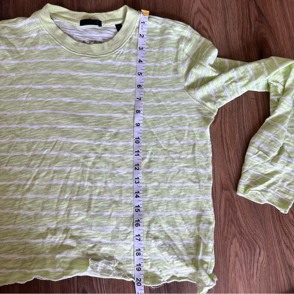 ATM Shirt Womens Small Green Striped Slub Jersey Destroyed Tee Sheer Pullover - Picture 12 of 12